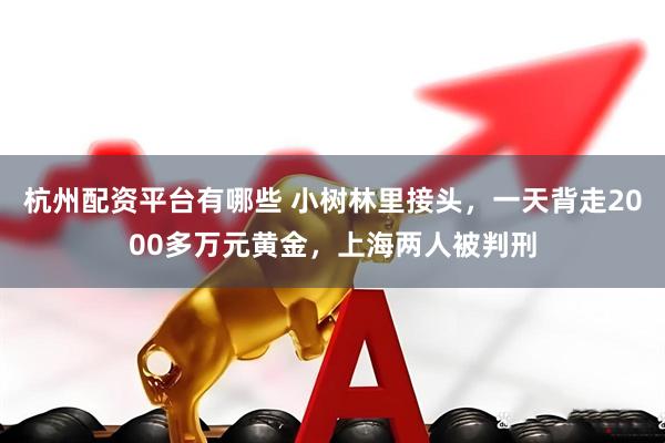 杭州配资平台有哪些 小树林里接头，一天背走2000多万元黄金，上海两人被判刑
