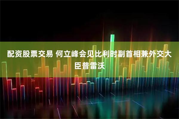 配资股票交易 何立峰会见比利时副首相兼外交大臣普雷沃